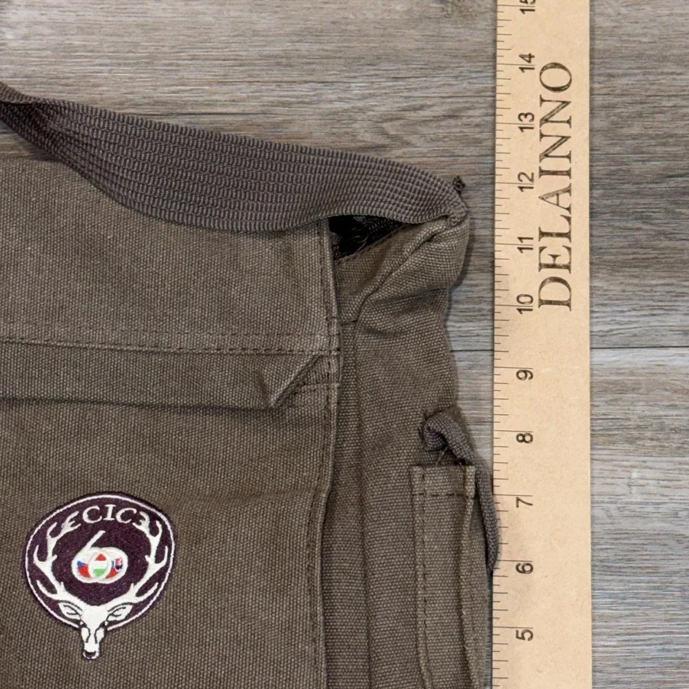 Brown Coffee-Themed Cotton Canvas Messenger Bag w/CIC Patch